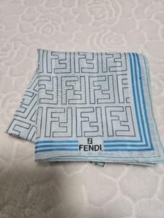 FENDI 大判 ハンカチ スカーフズッカ柄 ブルーシルク混 - メルカリ