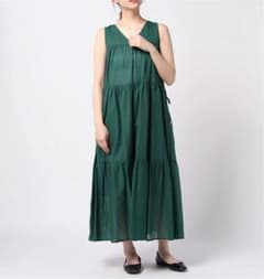 ウエスト 2way ティアード ワンピース ロング グリーン 新品 タグ付きのサムネイル