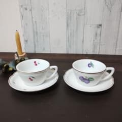 リチャードジノリ ボンジョルノチェリー/プル―ンカップ&ソ―サ―未使用