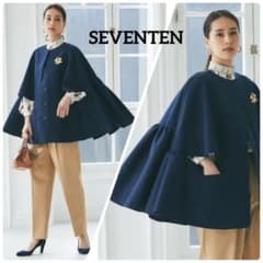 タグ付き美品✨セブンテン ダブルクロスフレアショートコート ネイビー
