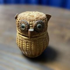 フクロウ 竹細工 小物入れ 2点セット レトロ 縁起物 竹細工 フクロウ 小物入れ 置物 - メルカリ