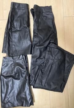 レザー風　スカート2点　ワイドパンツ1点