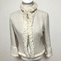 ルネ TISSUE ハイネック ジャケット ツイード アルパカ 36 クリーム色