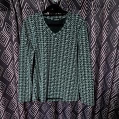 SOMEDIFF 長袖ニット Vネック ブラック Lのサムネイル