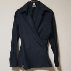 HERMES カシュクールシャツ ラップブラウス ブラック 34 - メルカリ