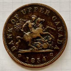 C908 1854年 1ペニー銅貨トークン アッパーカナダ銀行 カナダ - メルカリ