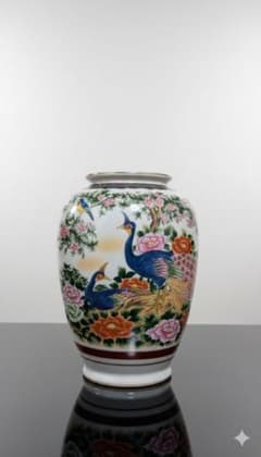 美品・共箱付】九谷焼 美泉作 花瓶 孔雀牡丹図 金彩 飾り壺 - メルカリ