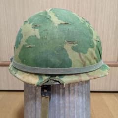米軍M1ヘルメット　ナム戦　ミリタリー ヘルメット ミッチェルカバー付きのサムネイル