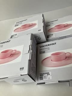 新品未使用4個セット】IKEA ヴィンテルフィントカップ&ソーサー ピンク