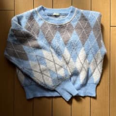 ダイヤモンド柄フワフワニットセーターのサムネイル