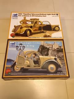 【2個セット】フィアット　トッポリーノ　ドイツ軍アフリカ仕様＆オープントップ 2個セット】フィアット トッポリーノ ドイツ軍アフリカ仕様＆オープン