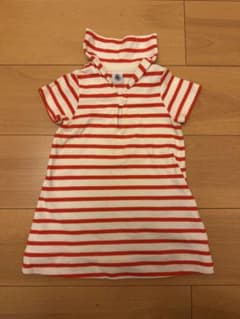PETIT BATEAU 赤と白のストライプ ワンピース 18m/81cmのサムネイル