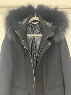 レノマオムrenoma HOMME ブラックダッフルコート フェイクファー付きのサムネイル