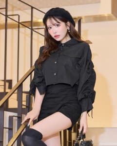 【Cheri mi】サイドギャザーハイウエストショートパンツのサムネイル