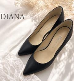 極美品 DIANA ダイアナ ポインテッドトゥ パンプス ブラック 黒 23cm