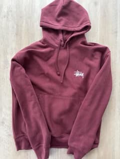 Stussy ロゴ刺繍 プルオーバー パーカー バーガンディ Lのサムネイル