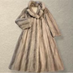 サファイアミンク 逆毛衿 ラグランスリーブ リアルファー ロングコート サイズ9 サファイアミンク 逆毛衿 ラグランスリーブ リアルファー ロングコート