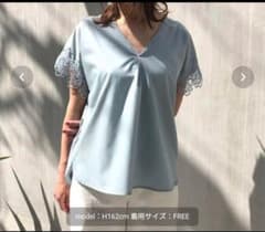 nano universe 袖レースブラウス Vネック フリーサイズ 半袖のサムネイル