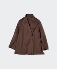 【最終価格】　ユニクロ　ダブルフェイスショートコート　ブラウンのサムネイル