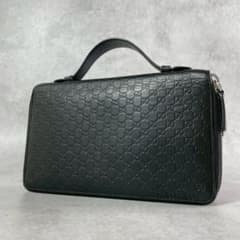 ヌコ様専用✨ GUCCI オーガナイザー 長財布 2室 レザー 黒 マイクロGG