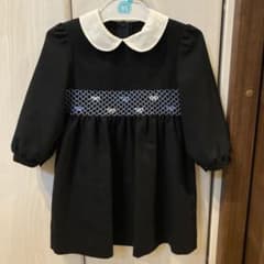 ペアレンツドリーム　紺色リボンワンピース95のサムネイル