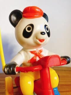 昭和レトロ ブリキ ゼンマイ 親子パンダ三輪車 - メルカリ