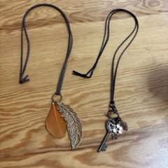 Set of 2 Leather Necklaces - Antique, Mori Girl, Grunge, Y2K