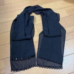黒 シアー ストール ショール ビジュー装飾のサムネイル