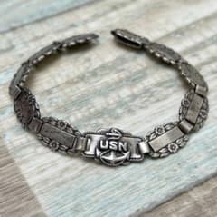 40s forget me not 勿忘草 NAVY IDブレスレット シルバーのサムネイル