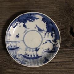 【鳥尽くしの珍品】古伊万里 染付太極山水図皿 江戸時代後期 鳥尽くしの珍品】古伊万里 染付太極山水図皿 江戸時代後期