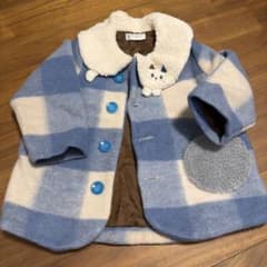 BABY CHEER ボア襟 チェックコート 90cmのサムネイル
