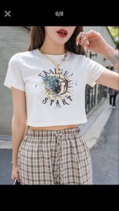グラフィック 半袖クロップドTシャツ ホワイトのサムネイル