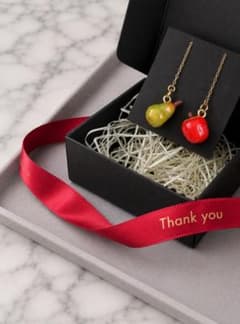 Miniature food La France pear and apple earrings (nickel-free)