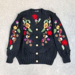 お値下げ　カーディガン vintage ビンテージ USED 古着 刺繍ニットのサムネイル