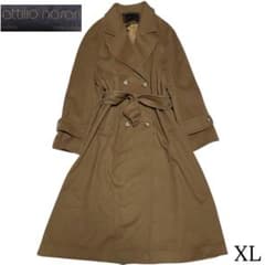 カシミヤ30%×イタリア製】マキシ丈ダブルチェスターコート キャメル XL