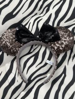 Disney Headband, Brown with Sequins, Black Ribbon