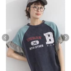 Lupilien ケミカル加工 配色ラグラン カレッジ プルオーバー Tシャツのサムネイル