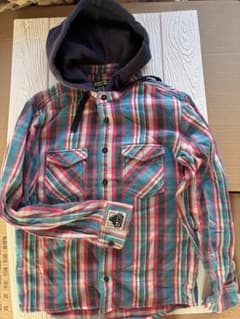 XLARGE フード付きチェック柄長袖シャツのサムネイル