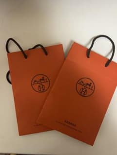 HERMES オレンジ ショップ袋 2枚セット - メルカリ