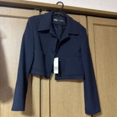 ZARA ネイビー クロップドジャケット M - メルカリ