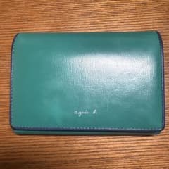 agnes b. 二つ折り財布 グリーン×ネイビーのサムネイル