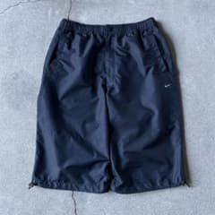 00s OLD NIKE ナイロンバギーショーツ ワンポイント刺繍ロゴ ブラック