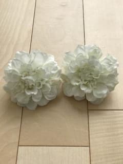 アーティフィシャルフラワー ダリア ホワイト2輪(花首)のサムネイル