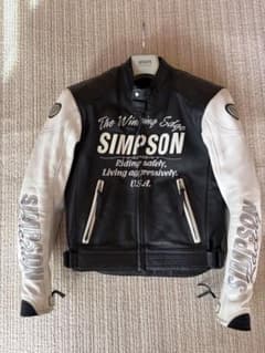 SIMPSON ライディングジャケット ホワイト ブラック Mサイズ レザー