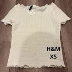 [신품 미사용] H&M 화이트 백반소매 T셔츠 XS