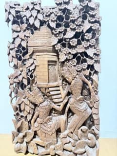 特大50cm】バリ島 伝統工芸 木彫り レリーフ 透かし彫り 壁掛け