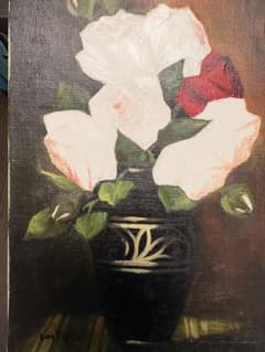 油絵 静物画 花瓶の薔薇 miyaサイン入り - メルカリ