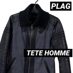 PLAG テットオム ウール レザージャケット グレー×ブラック 6 - メルカリ