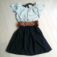 *新品*ドット柄ワンピ❁ベルト付のサムネイル