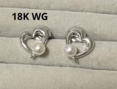 MIKIMOTO ミキモト ハートピアス パール真珠 K18WG - メルカリ